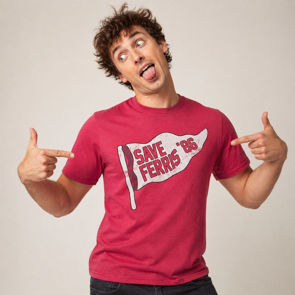 Save Ferris ‘86 Graphic Tee Small Red Retro Movie Shirt